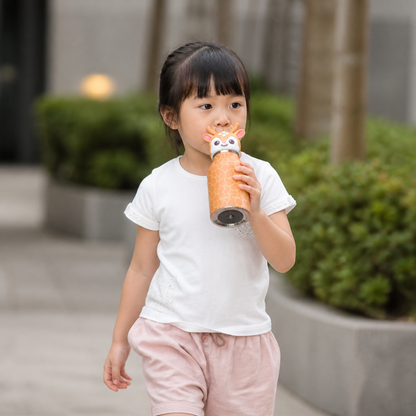 Cute Cartoon Animal Insulated Stainless Steel Straw Cup – 480ml
