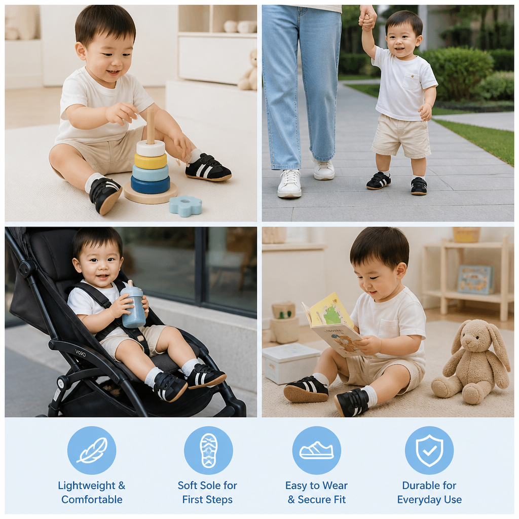 Classic Retro Baby Sneakers – Soft Sole First Walking Shoes