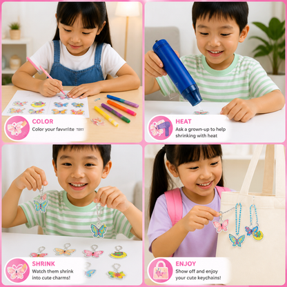 DIY Shrink Art Keychain & Charm Making Kit for Kids