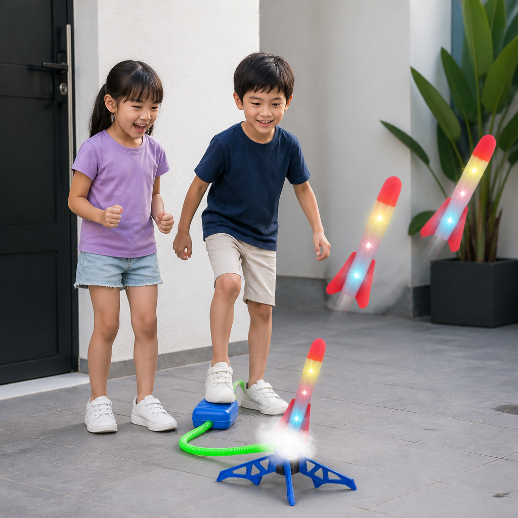 Safe & Soft Kids Rocket Launcher- Lightning Air-Powered Indoor Fun
