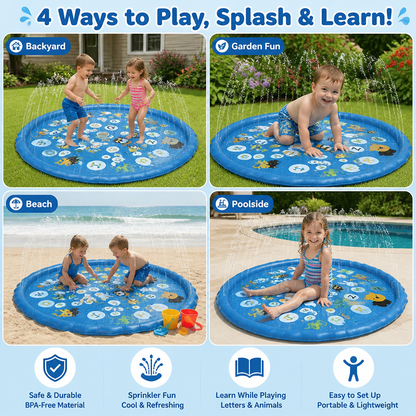 Inflatable Kids Splash Pad with Sprinkler – Outdoor Water Play Mat for Garden & Beach