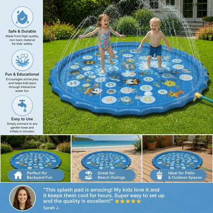 Inflatable Kids Splash Pad with Sprinkler – Outdoor Water Play Mat for Garden & Beach