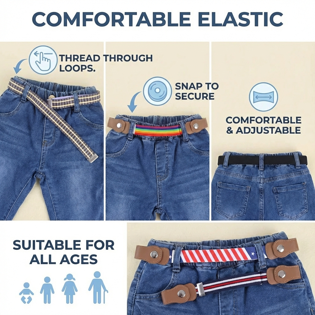 Comfortable Elastic Children’s Belts – Suitable for All Ages