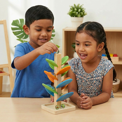 Montessori Rainbow Marble Wooden Tower