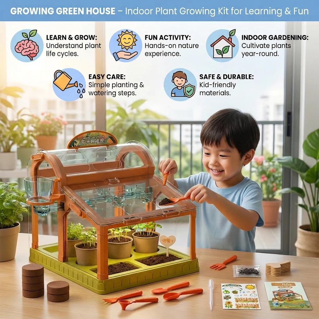 LED Acrylic Kids Greenhouse – Indoor Plant Growing Kit for Learning & Fun