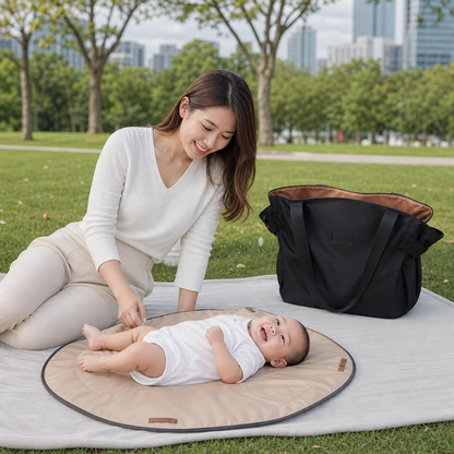 2-in-1 Folding Diaper Bag & Changing Mat – Lightweight & Spacious Travel Tote for Moms
