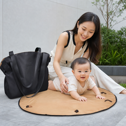 2-in-1 Folding Diaper Bag & Changing Mat – Lightweight & Spacious Travel Tote for Moms