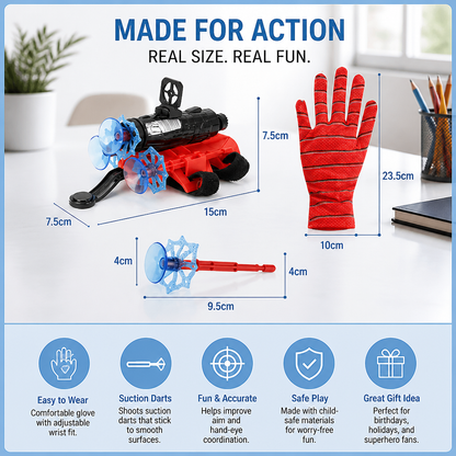 Superhero Web Launcher Glove Set – Wrist String Shooter with Suction Darts