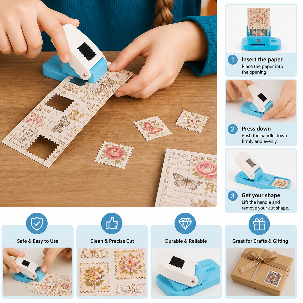 DIY Postage Stamp Paper Punch for Kids’ Arts & Crafts