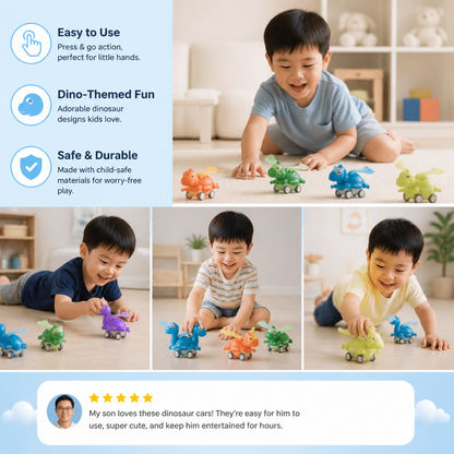 Press & Go Dinosaur Cars – Rolling Dinosaur Toys for Kids