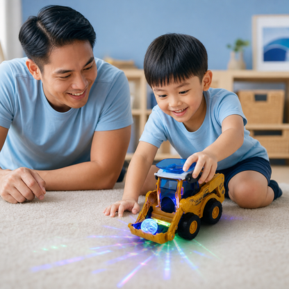Interactive Light-Up Construction Bulldozer with Ball Launcher for Kids