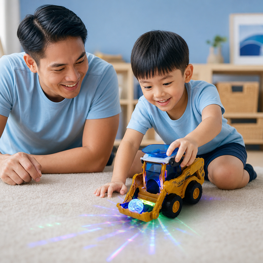 Interactive Light-Up Construction Bulldozer with Ball Launcher for Kids