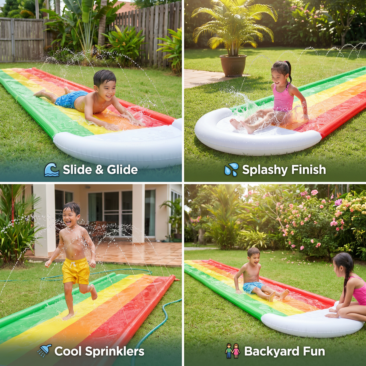 Rainbow Water Slide – Inflatable Outdoor Slide for Kids & Family