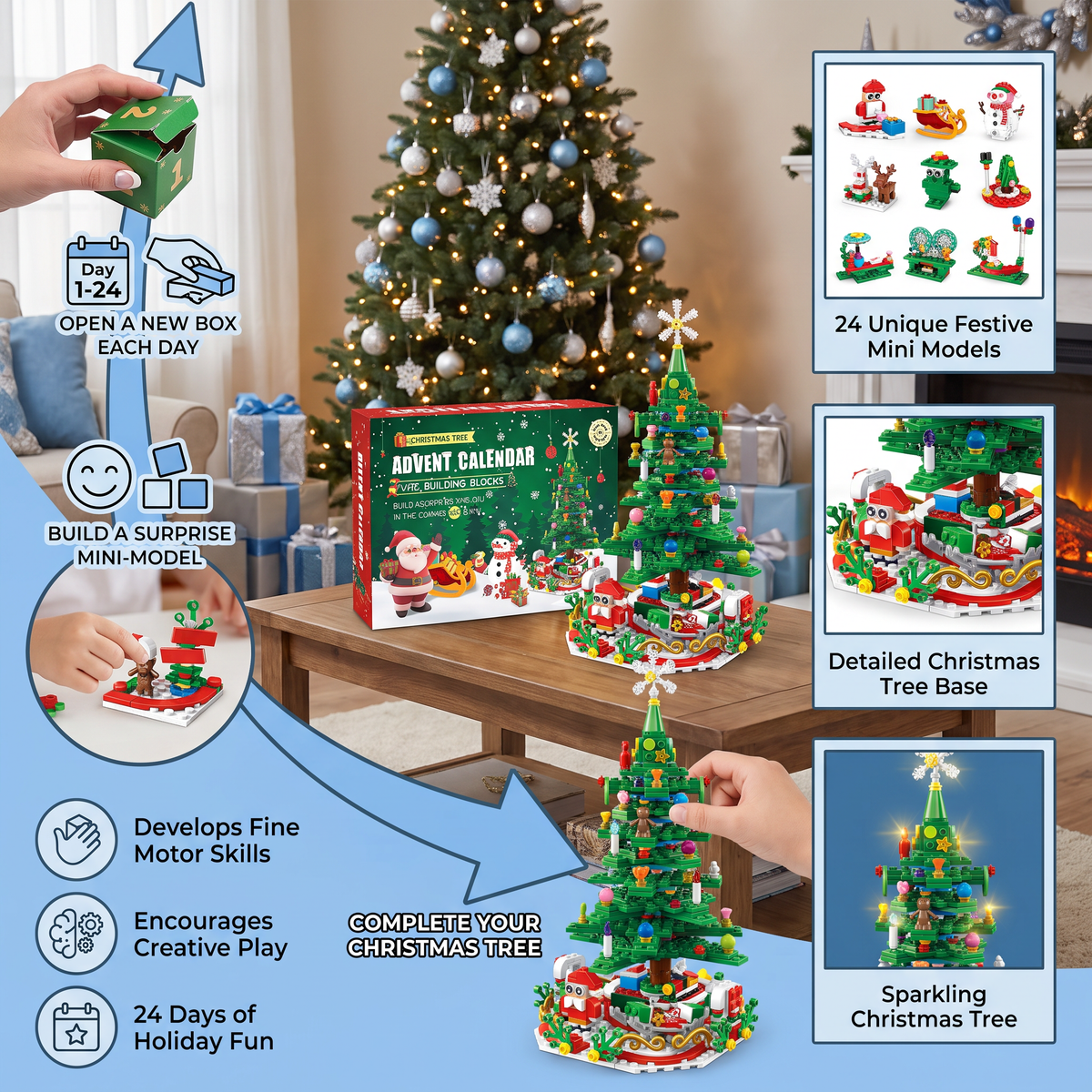 Christmas Tree Building Blocks Advent Calendar for Kids