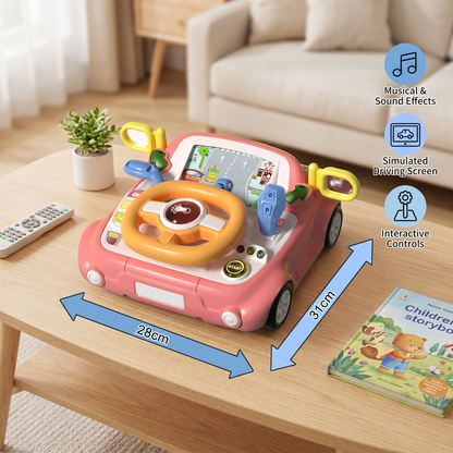 Driving Simulator Toy with Steering Wheel and Screen for Kids