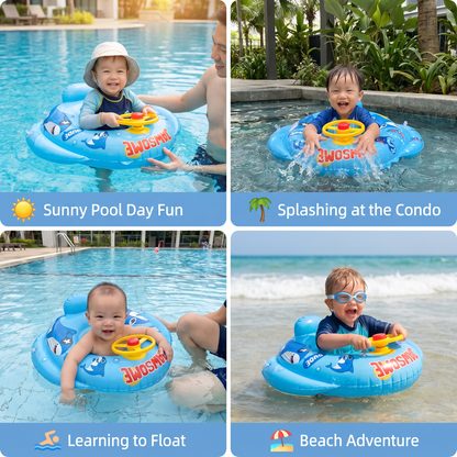 Baby Shark Pool Float with Steering Wheel for Toddlers