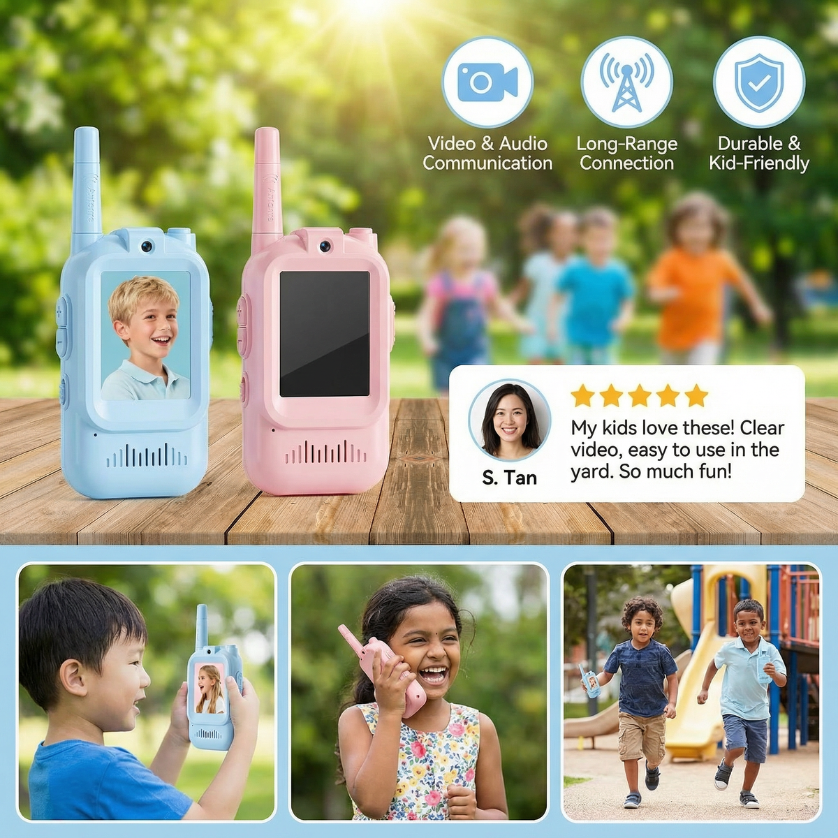 Kids' Video Walkie-Talkie 2-Pack – Radios with Camera & Screen