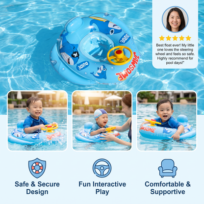Baby Shark Pool Float with Steering Wheel for Toddlers
