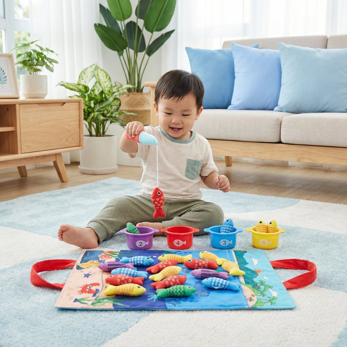 Montessori Plush Fish Pond Toy for Kids