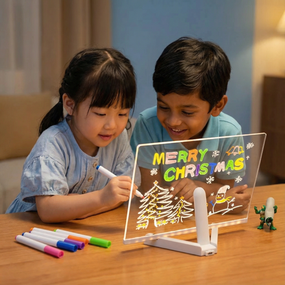 LED Writing Drawing Board for Kids ⎜ Reusable Light-Up Surface for Creative Notes, Art and Learning