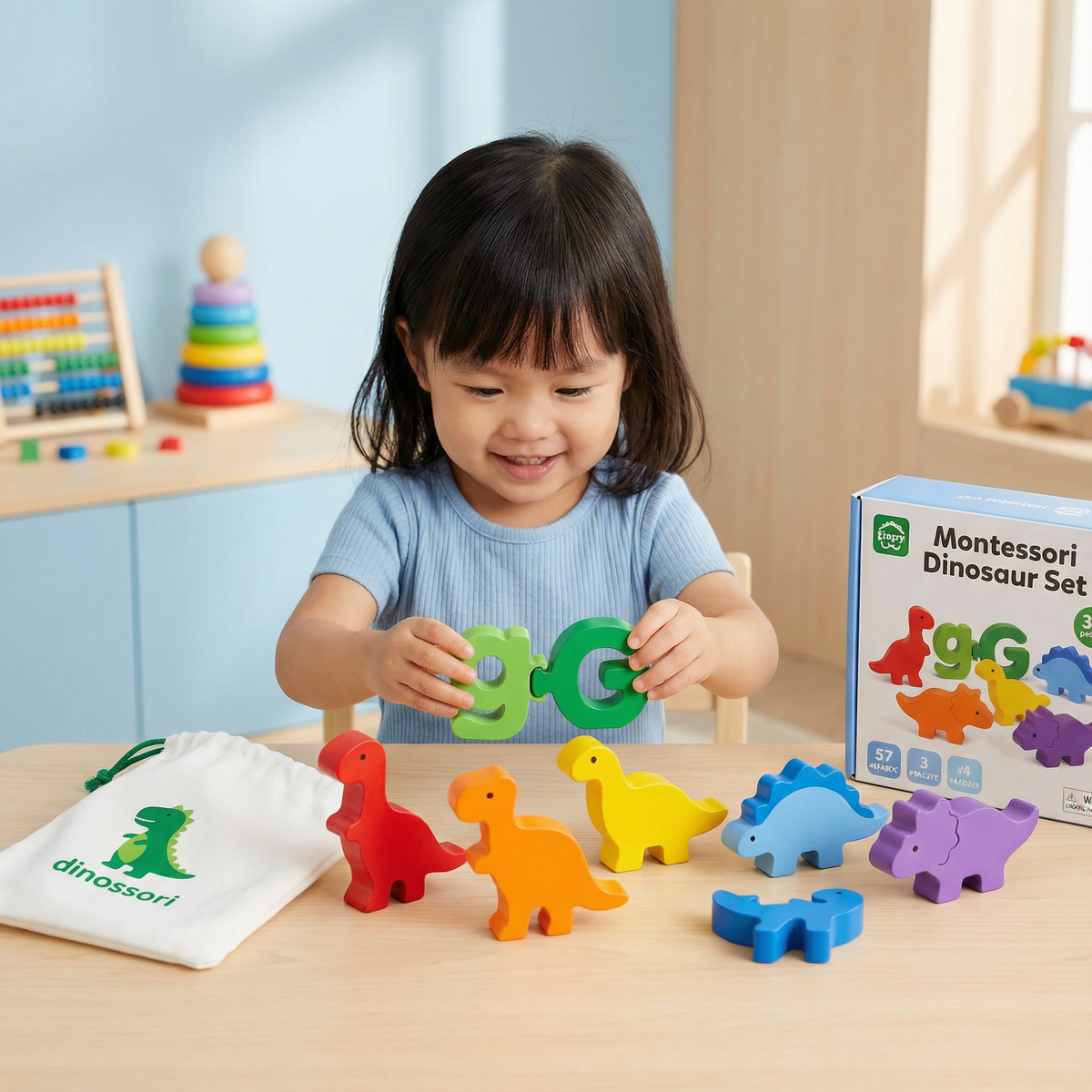 Educational Montessori Colour Dinosaur Sorting Game Set