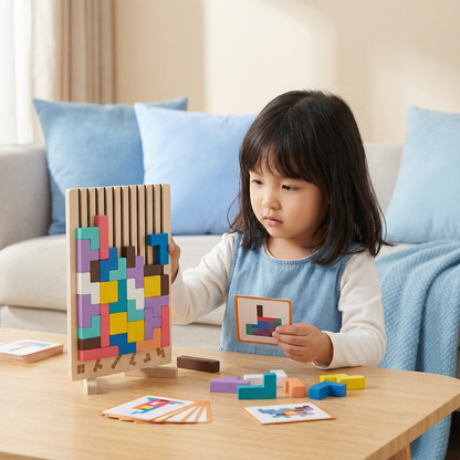 Montessori Wooden Block and Shapes Game