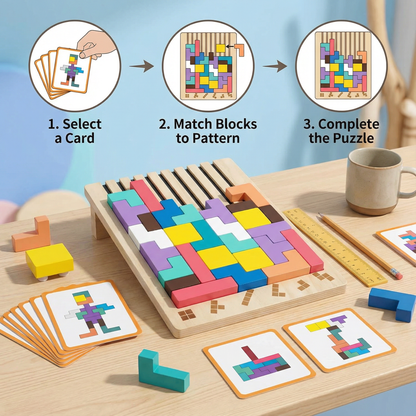 Montessori Wooden Block and Shapes Game