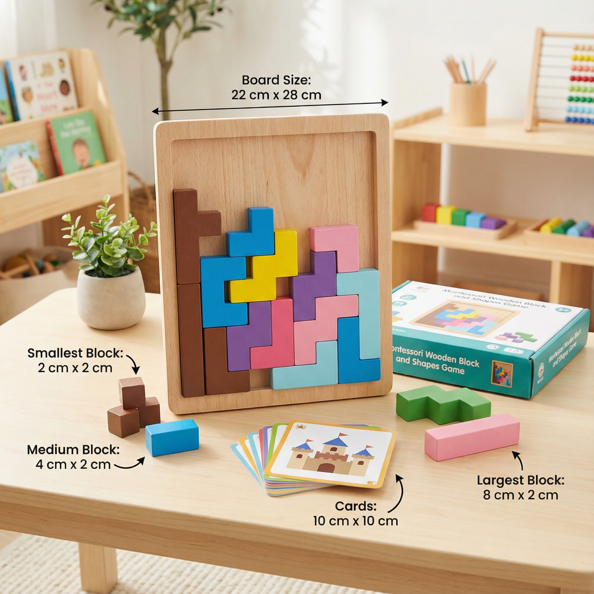 Montessori Wooden Block and Shapes Game