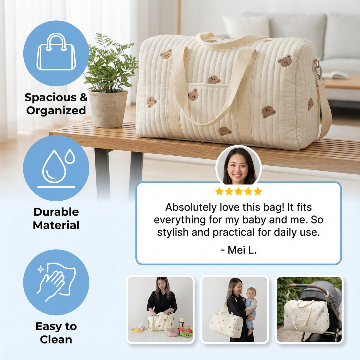 Large Mommy Baby Bag – Space for Everything Moms Need!