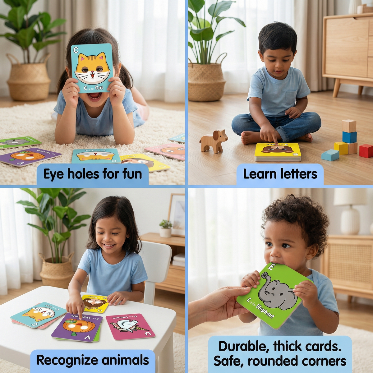 Alphabet Learning Cards with Animal Designs