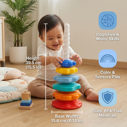 Rainbow Spinning and Color Tower Toy
