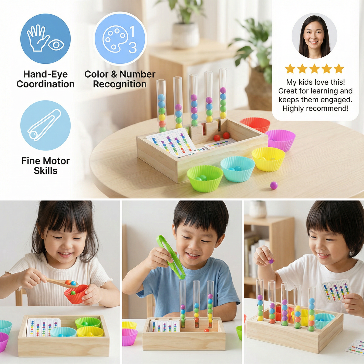 Montessori Test Tube Colors and Numbers Play and Learning Set