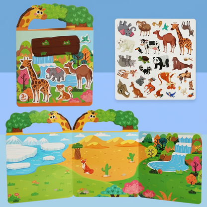 Reusable Montessori Sticker Books with Various Themed Worlds