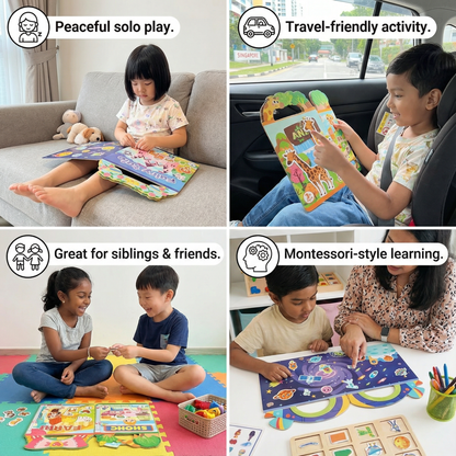 Reusable Montessori Sticker Books with Various Themed Worlds