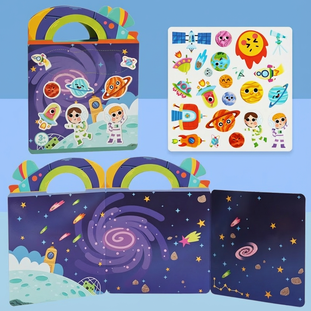 Reusable Montessori Sticker Books with Various Themed Worlds