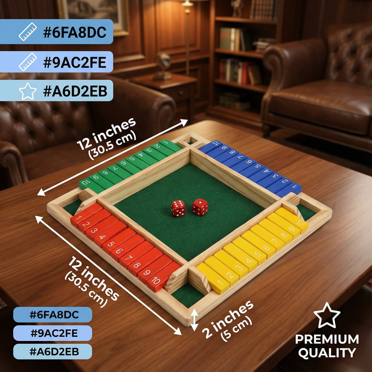 Shut The Box Family Folding Game – 4 Player Set