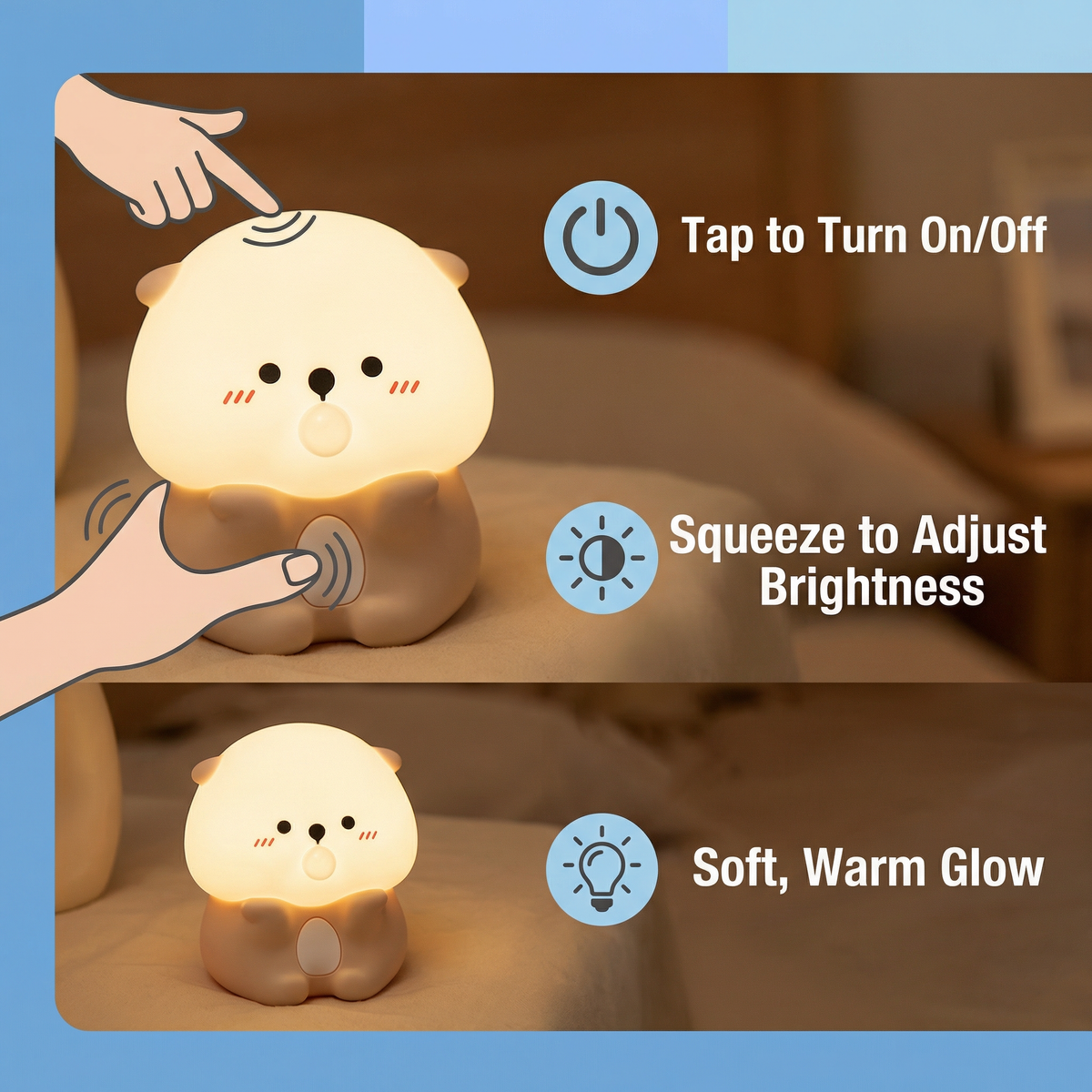 Cute Bubble Otter Silicone Night Lamp