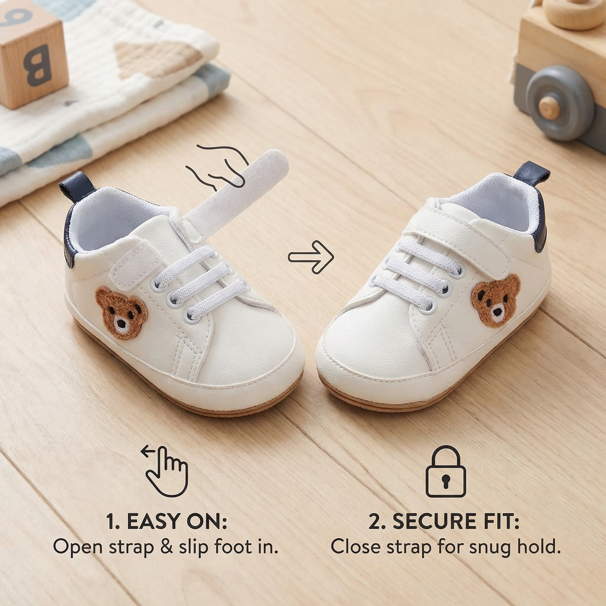 Toddler Shoes with Cute Bear Design