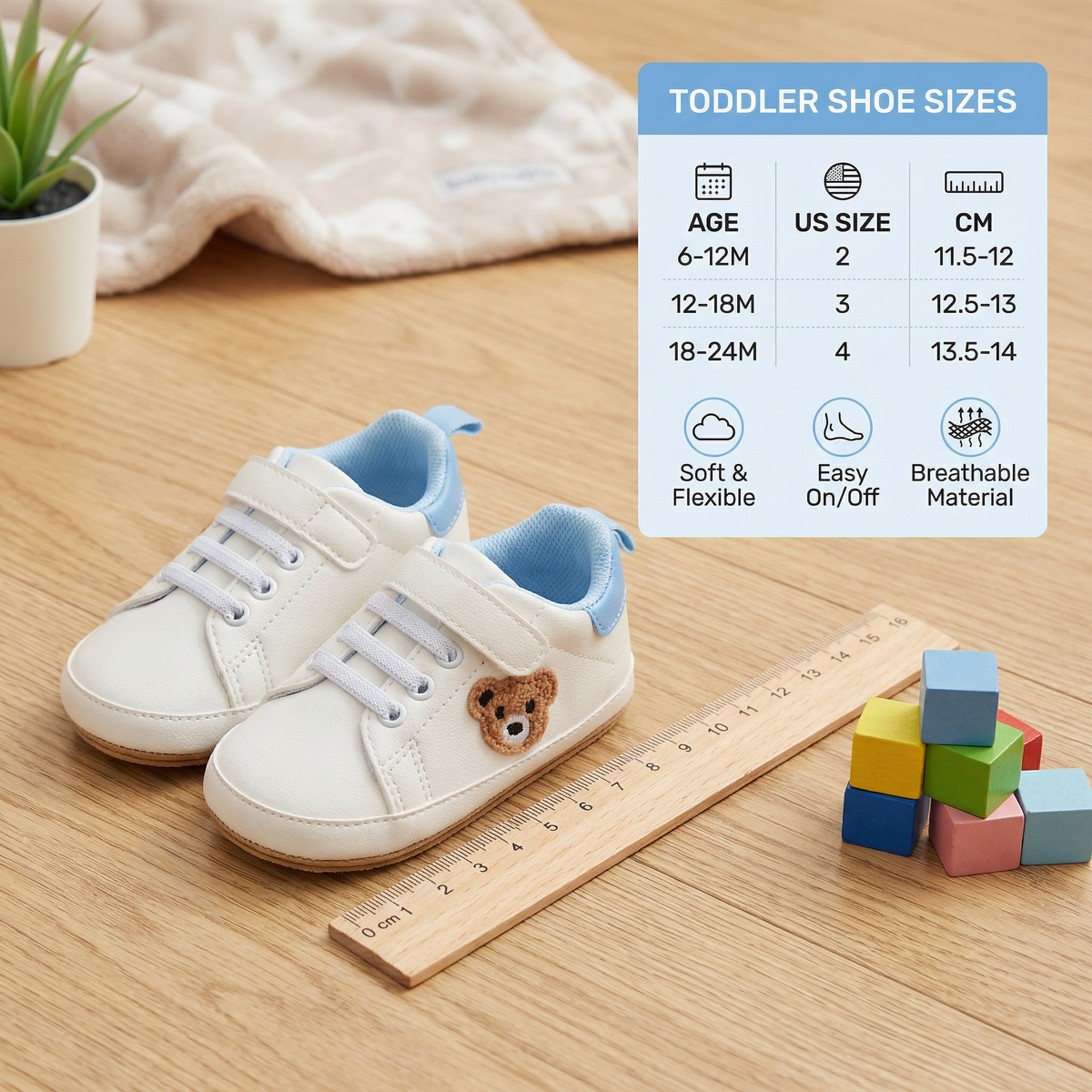 Toddler Shoes with Cute Bear Design