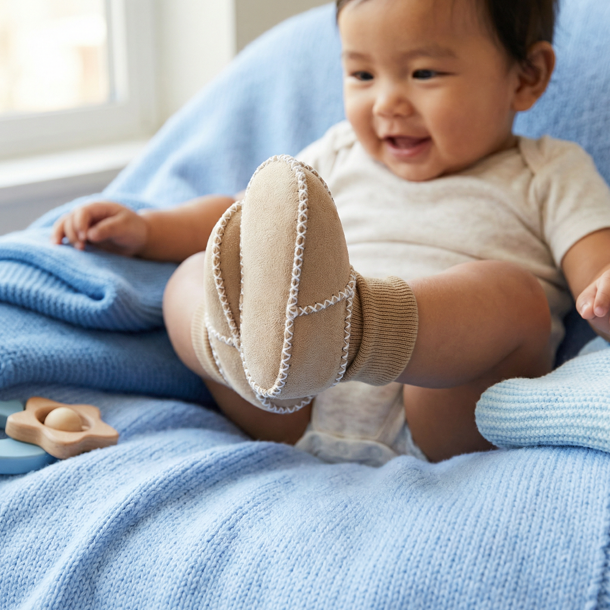 Lined Baby Winter Sock Shoes in Suede Look