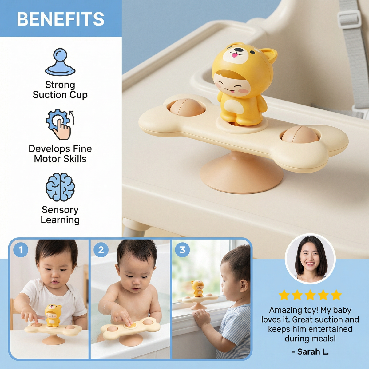 Montessori Suction Cup Spinner – Rotating Learning Toy