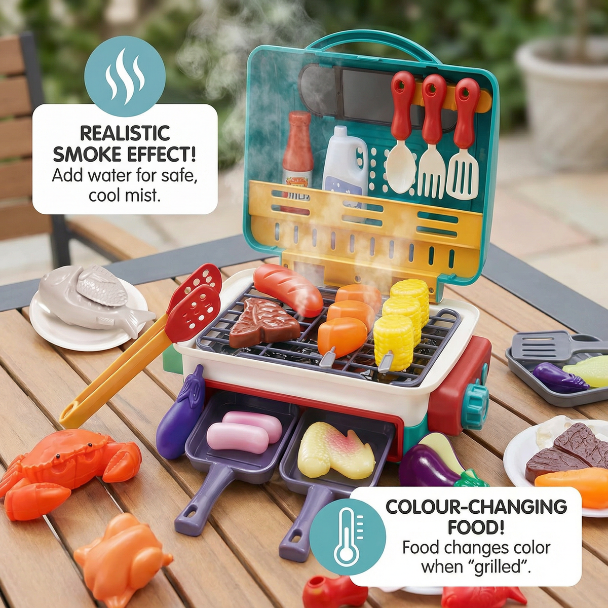 My First BBQ Grill – Kids’ Kitchen with Smoke Effect and Colour-Changing Food