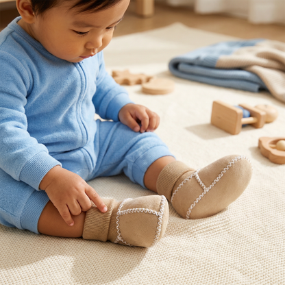 Lined Baby Winter Sock Shoes in Suede Look