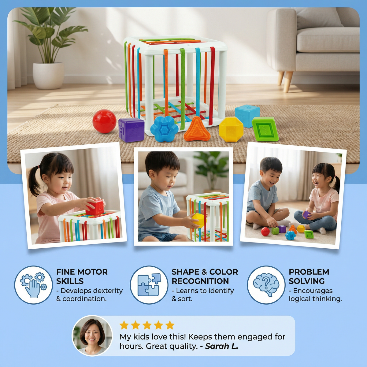 Montessori Shape Box – Sorting & Motor Skills Game